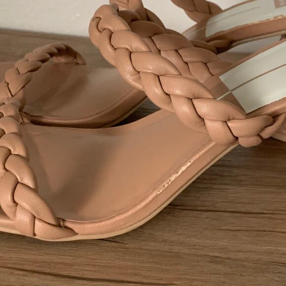 Dolce Vita Nairi Braided Strappy Sandal Heel 11 US Square Toe Tan Nude *Flaw - Picture 4 of 16